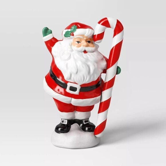 Target Wondershop 12" Lit Santa Christmas Figurine w/ Candy Cane Blow Mold 2023 - Picture 2 of 6